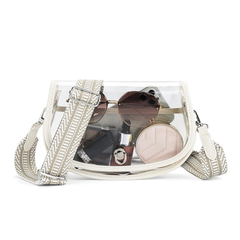 OUIO 전화 파우치 패션 클리어 PVC 새들 백 골드 - Women Bags Gold 리뷰 및 가격